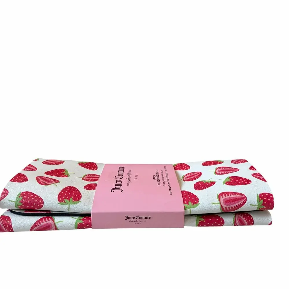Juicy Couture Strawberry Dish Drying Mats 15x20 Set of 2 NEW
